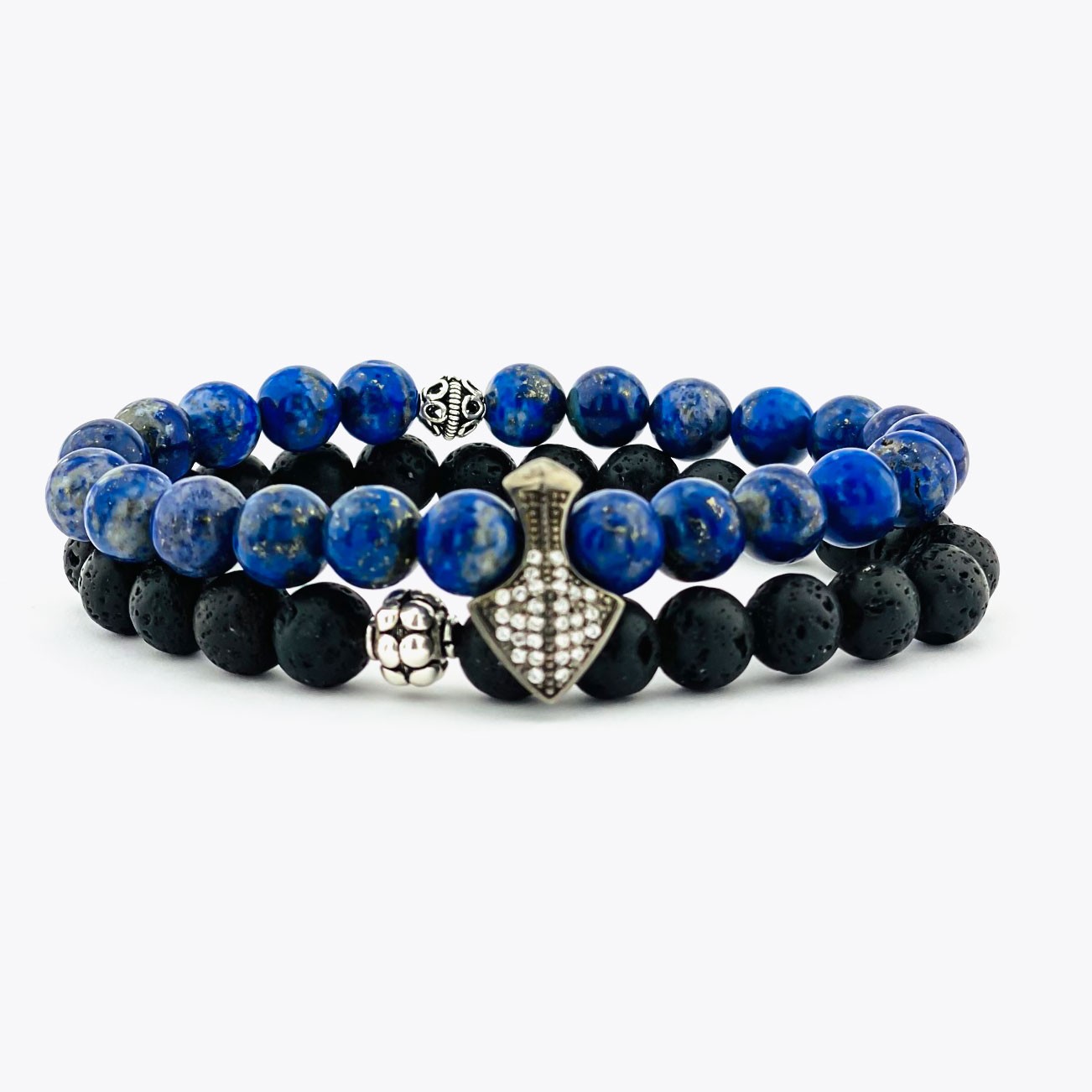 925er Silber Herren Armband mit Lapis und Lav Stein