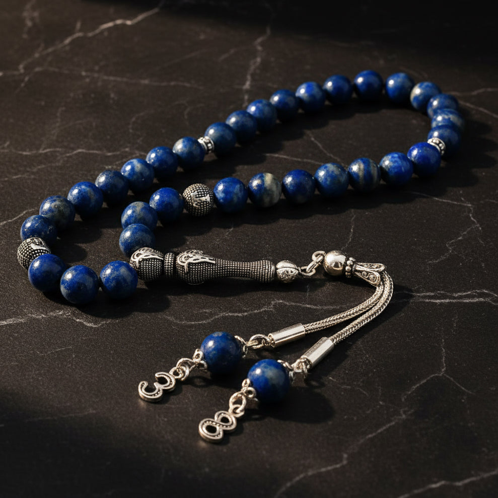 Nationed Lapis Stone 925 Sterling Silver Rosary