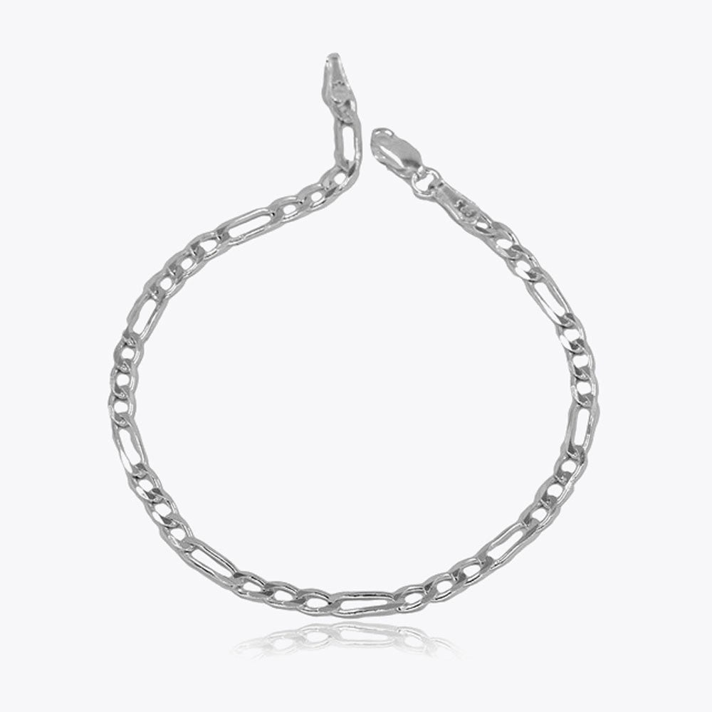 925 Sterling Silver Figaro Chain Bracelet (4mm)