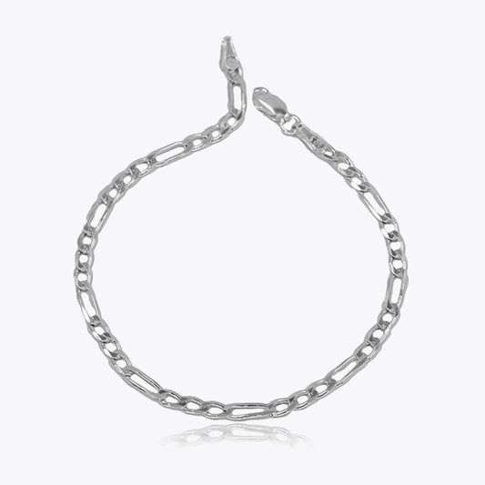 925 Sterling Silver Figaro Chain Bracelet (4mm)