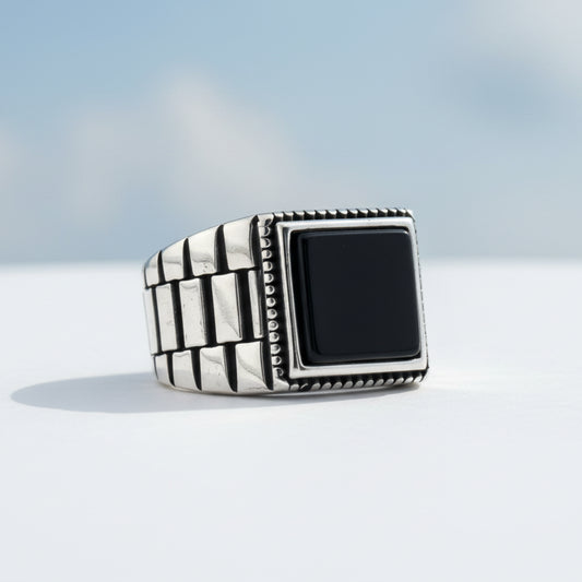 Herrenring 925er Silber mit Onyx