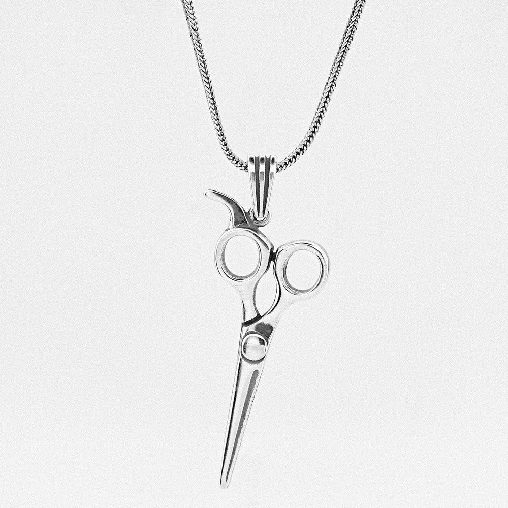 Scissors Motif 925 Sterling Silver Men Necklace 2