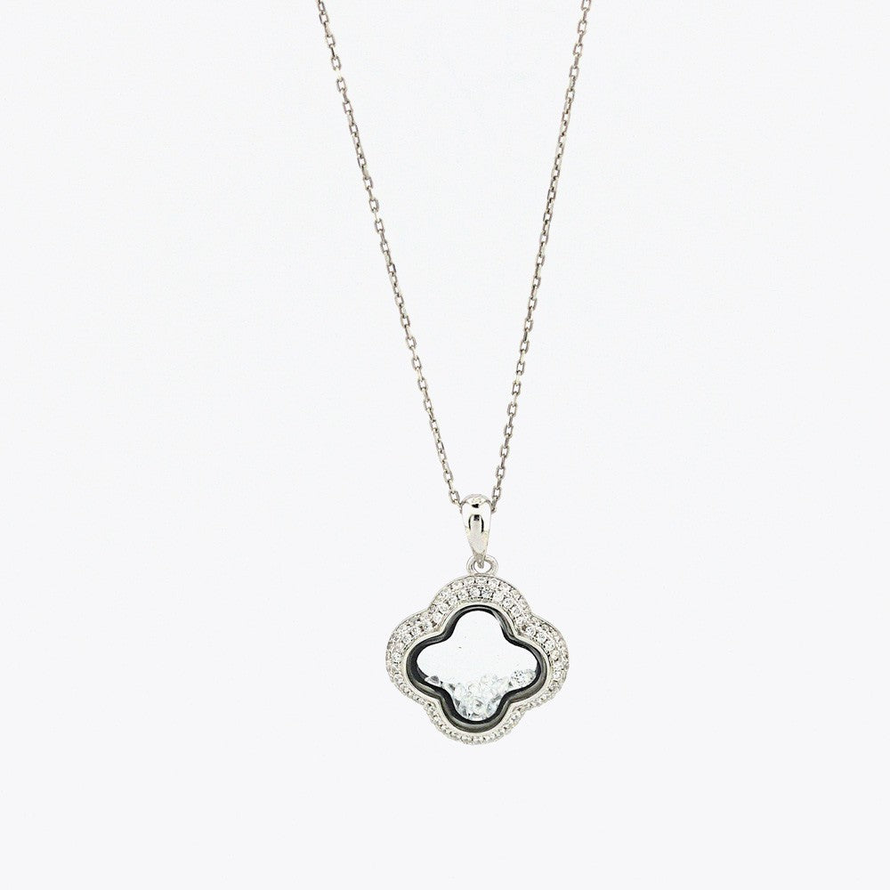 Pave CZ Circle Necklace in Sterling Silver