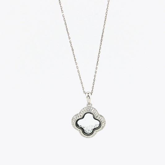 Pave CZ Circle Necklace in Sterling Silver