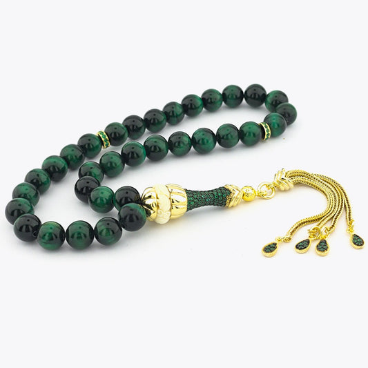 Tiger Eye Stone Silver Prayer Beads Tasbih