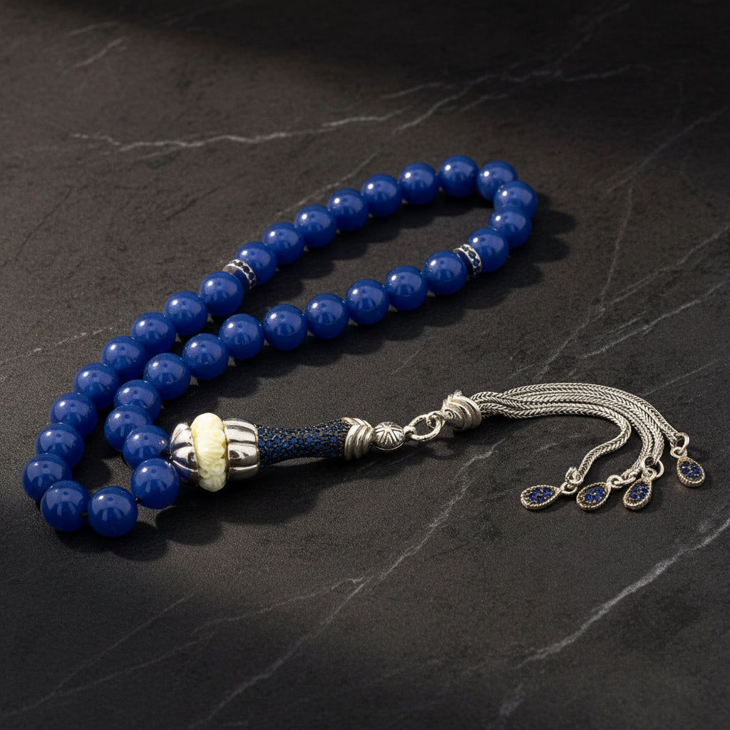 Design Silver Tassel Ceyt Stone Tesbih
