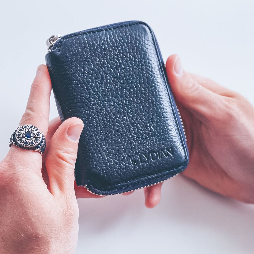 Navy Blue Genuine Leather Card Holder