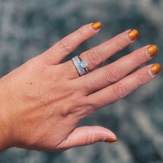 Baguette Single Stone Silver Ring