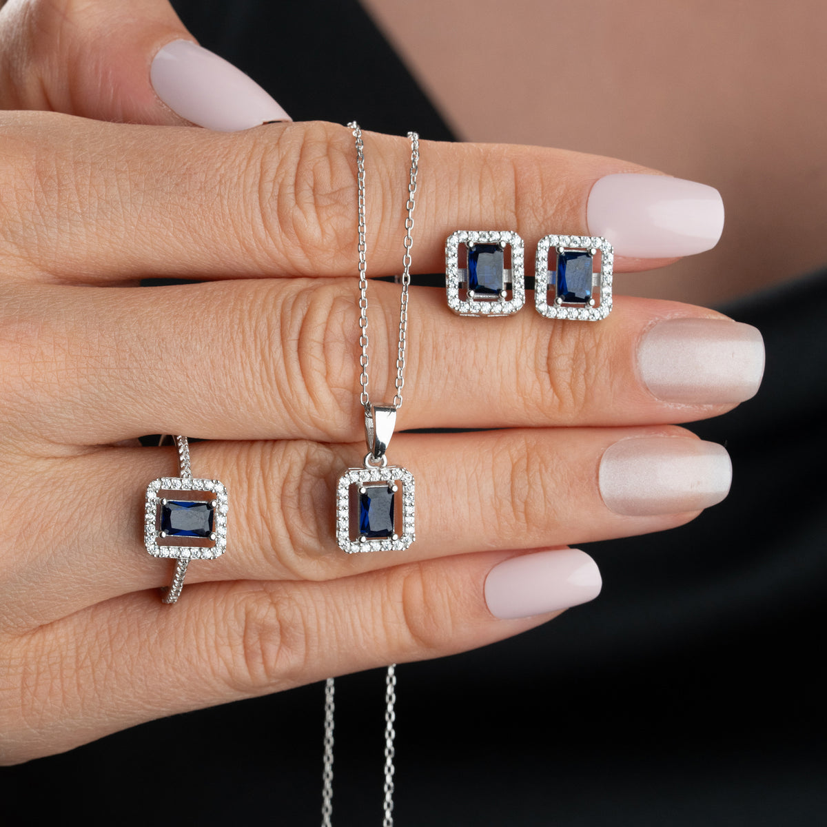 Blue Aura Blue Zirconia Jewelry Set | 925 Sterling Silver