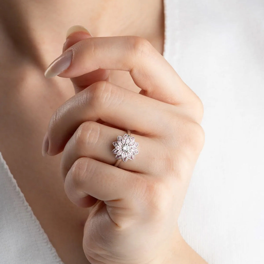 Bague Fleur de Lotus Rose en Argent 925