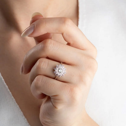 925 Anneau de fleur de lotus rose en argent sterling