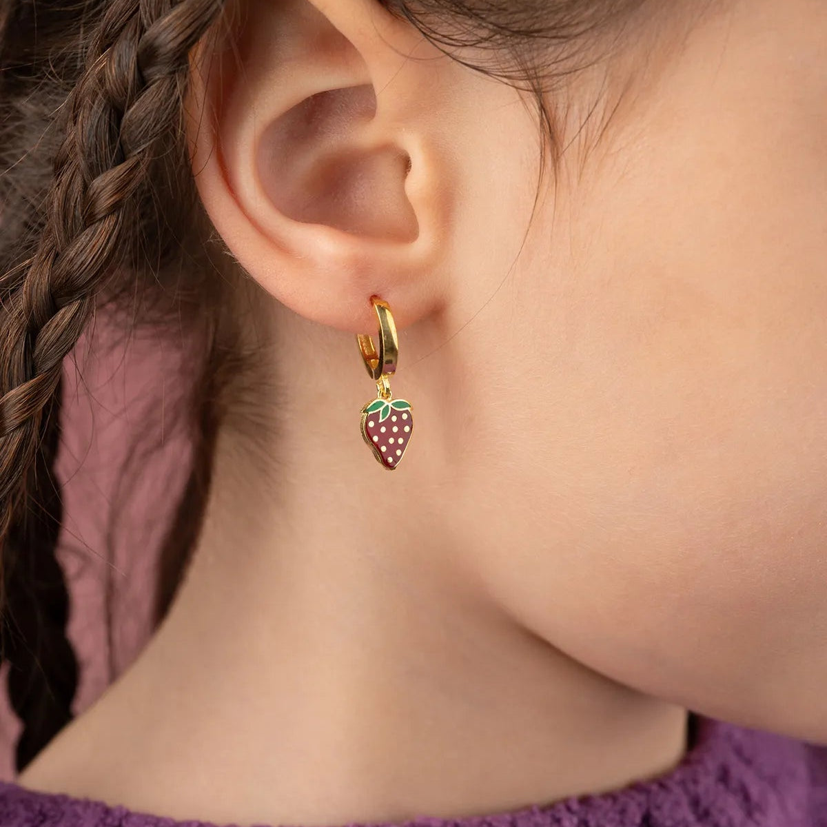 Boucles d’Oreilles Enfant Fraise Argent 925