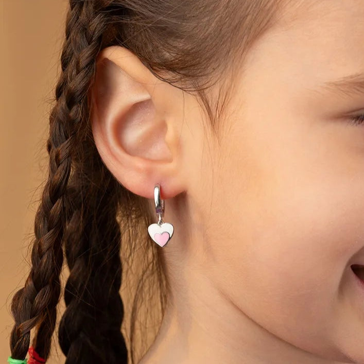 Boucles d’Oreilles Enfant Cœur Argent 925