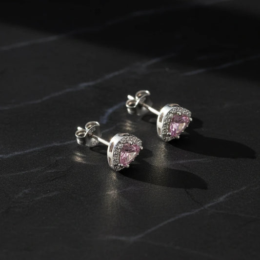 Pink Heart – 925 Ayar Gümüş Küpe