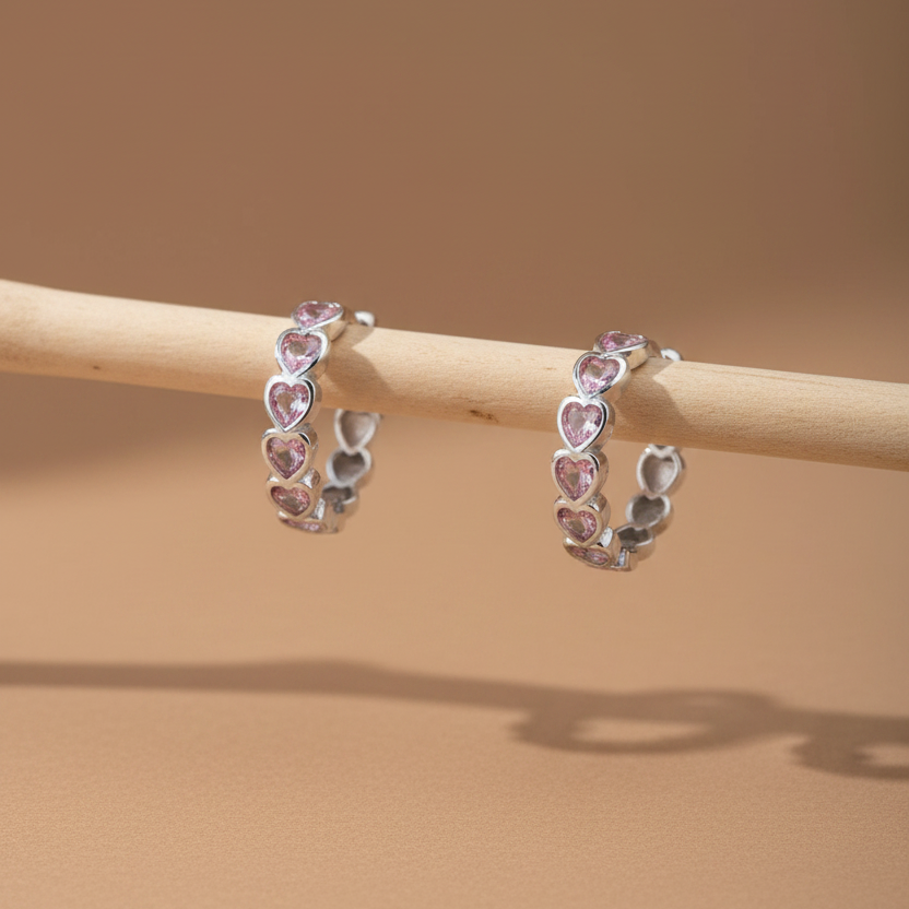 Coeurs doux - 925 boucles d'oreilles en argent sterling