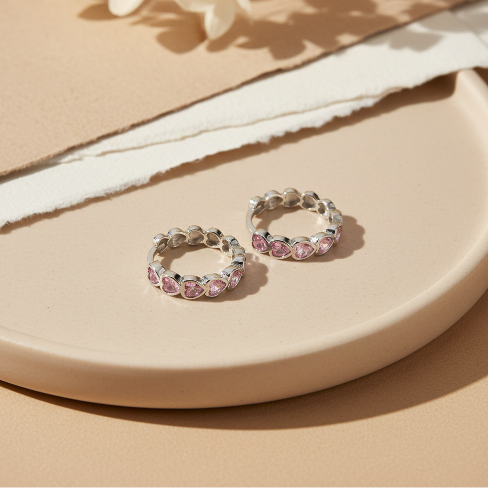 Coeurs doux - 925 boucles d'oreilles en argent sterling