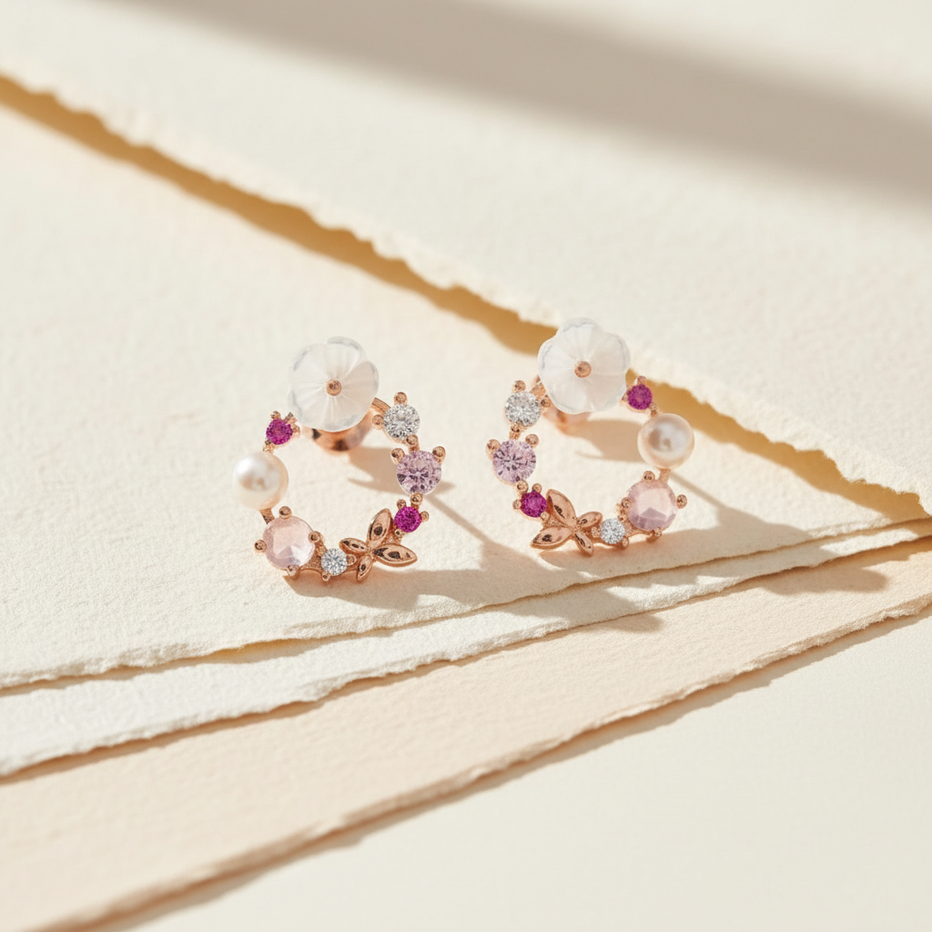 Blush Bloom - 925 boucles d'oreilles en argent sterling