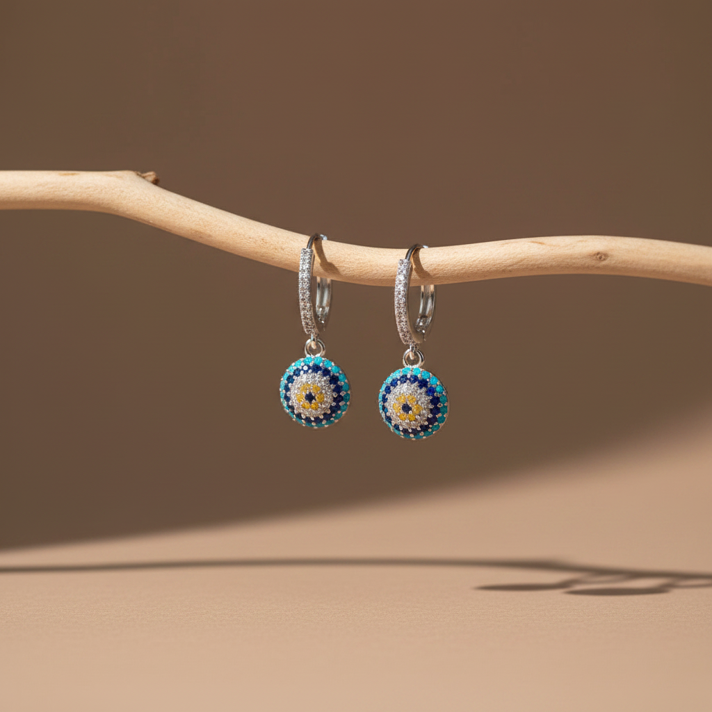 Nazar Drop Earrings Blue Aura