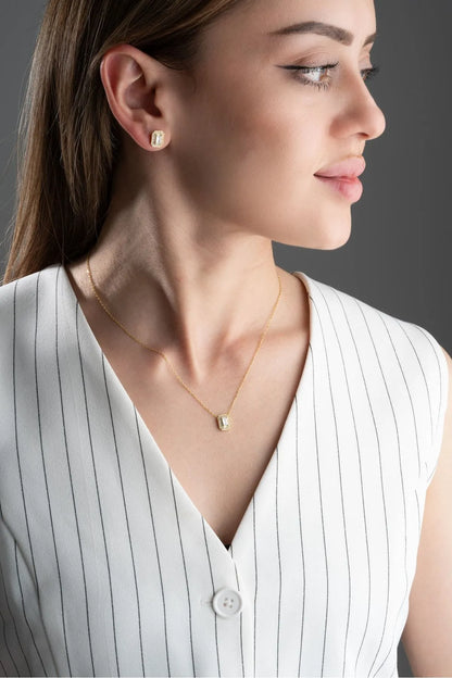 925 Boucles d'oreilles de collier en argent sterling en argent sterling- 1