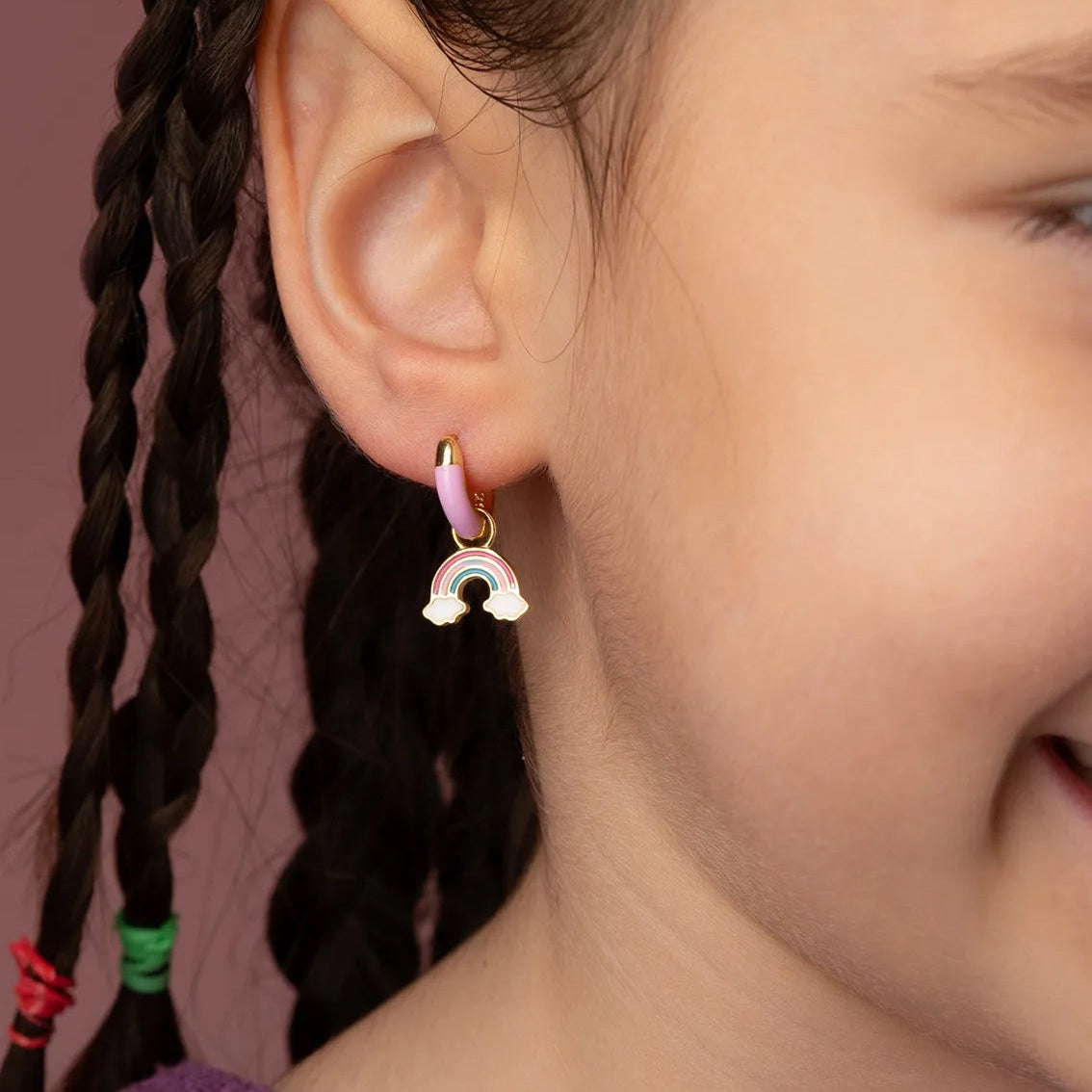 Boucles d’Oreilles Enfant Arc-en-Ciel Argent 925