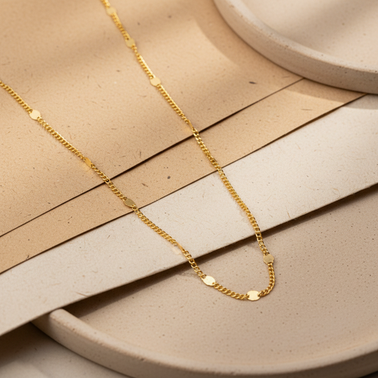 Disc Chain Necklace | 925 Sterling Silver Gold Plated