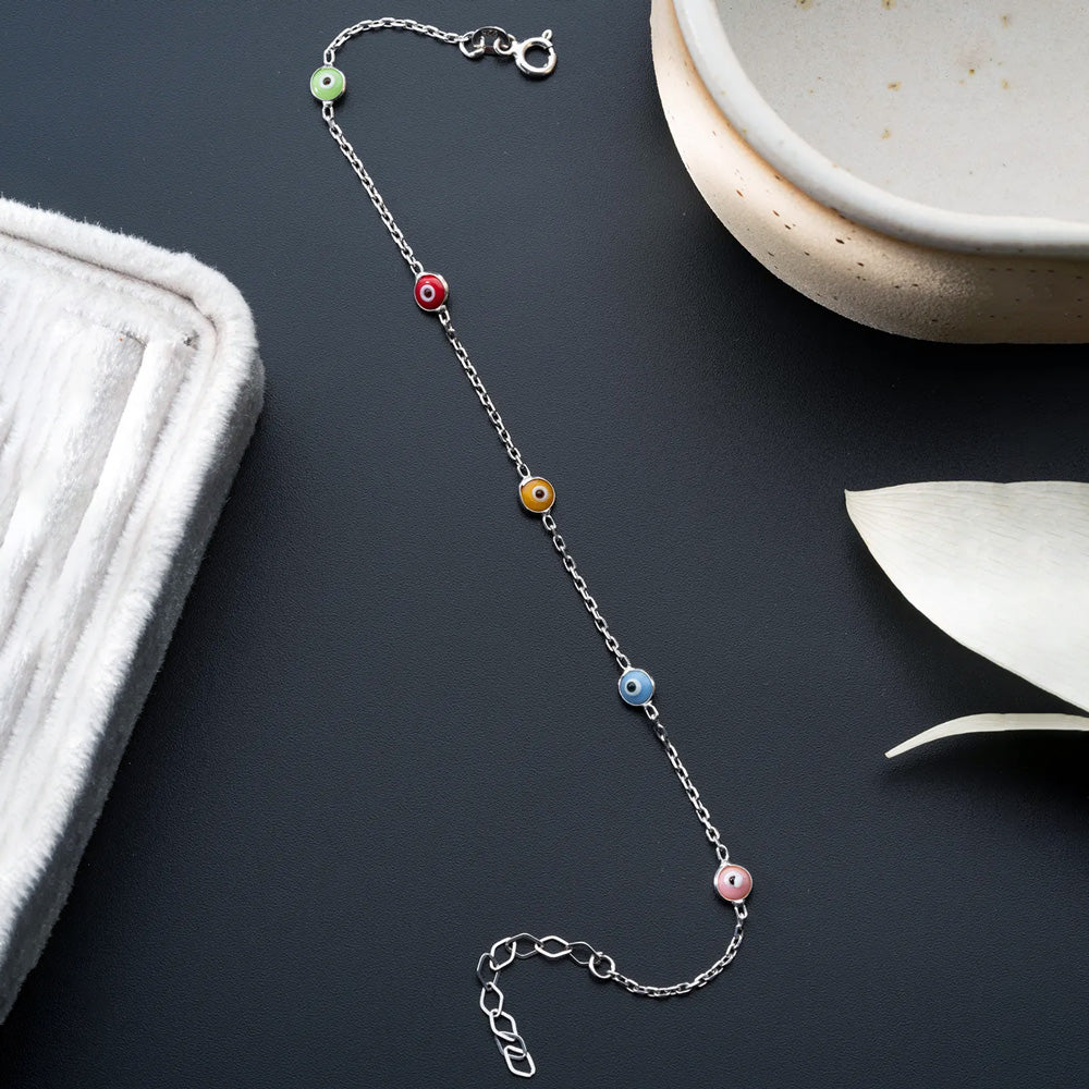Colorful Evil Eye Bracelet | 925 Sterling Silver