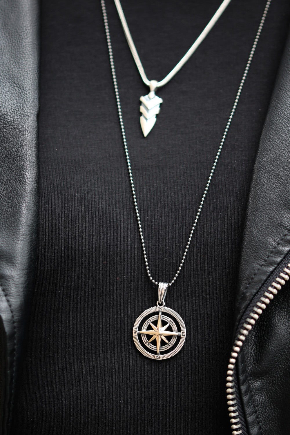 Compass Pendant with Chain for Men 925 Sterling Silver