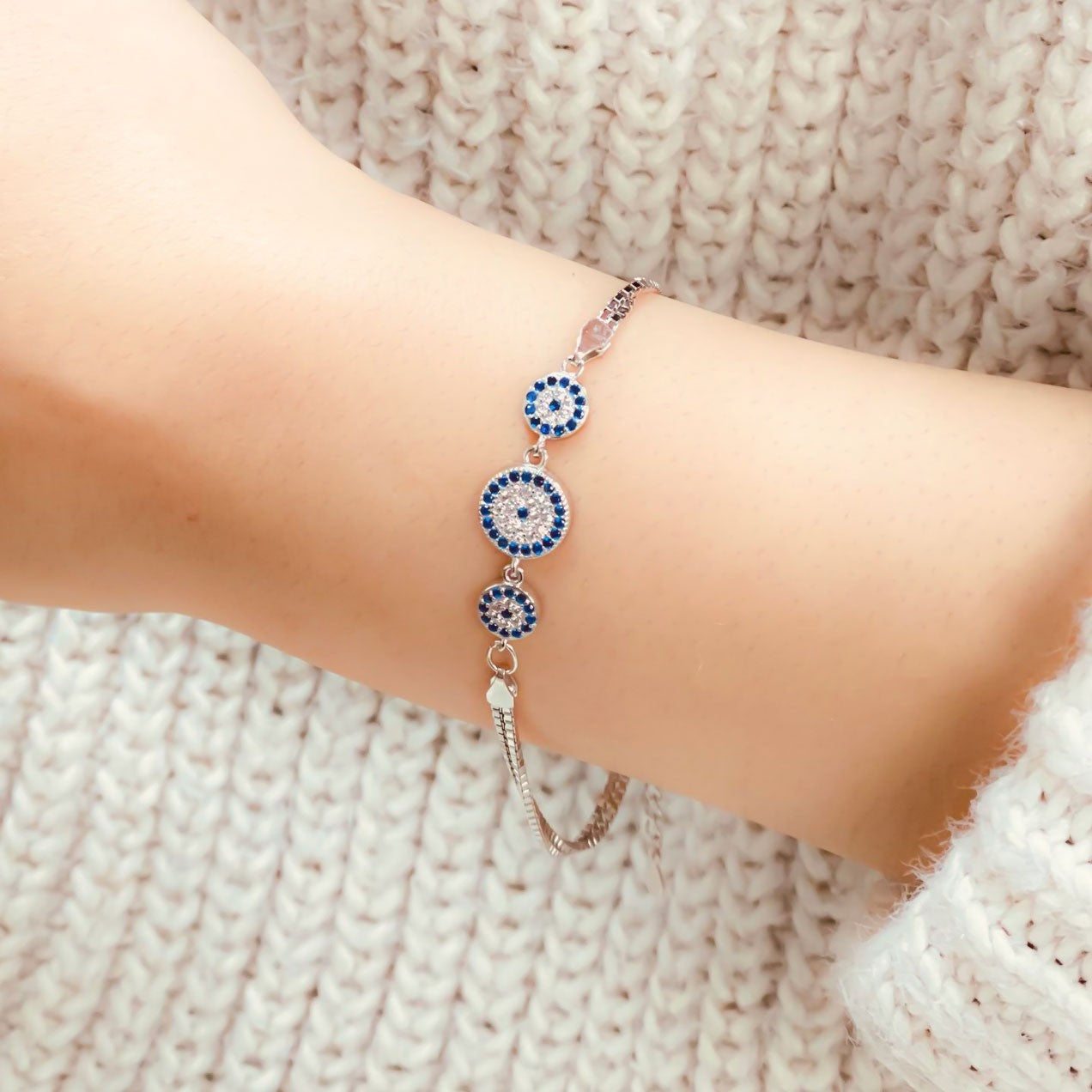 Evil Eye Bracelet In Sterling Silver