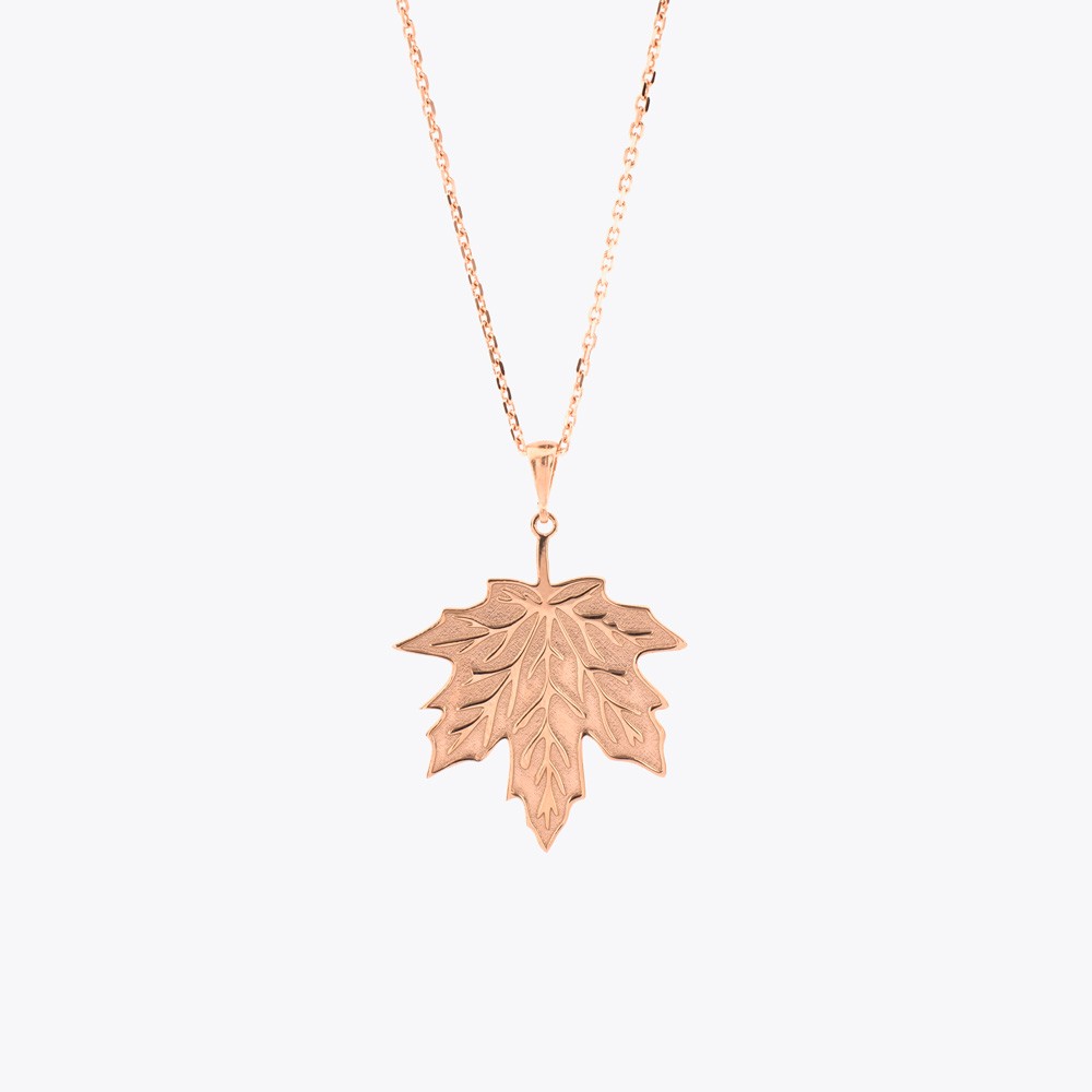 Rose Gold Çınar Yaprağı Kolye