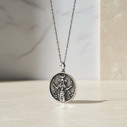 Moon Silver Medallion Necklace