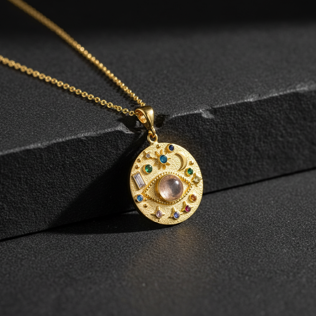 Galaxy Stars Eye Silver Necklace