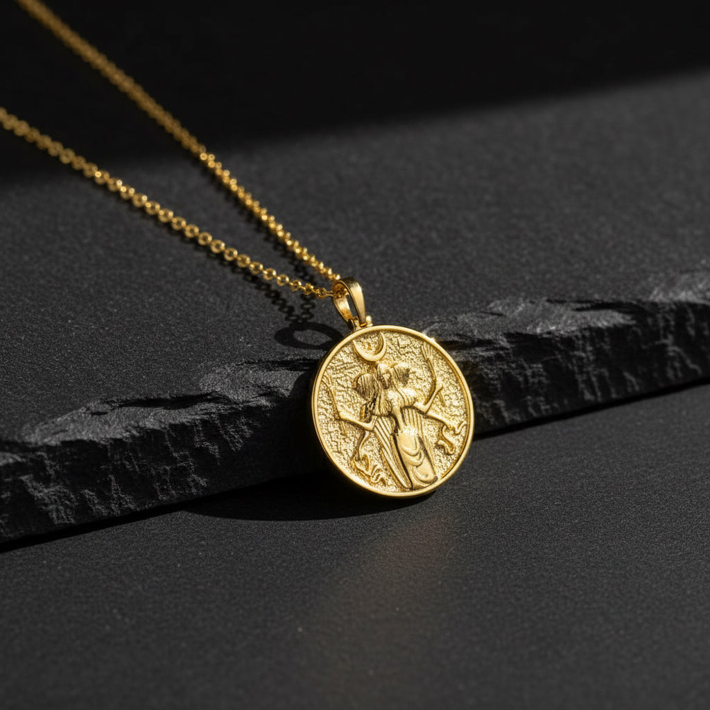 Moon Silver Medallion Necklace