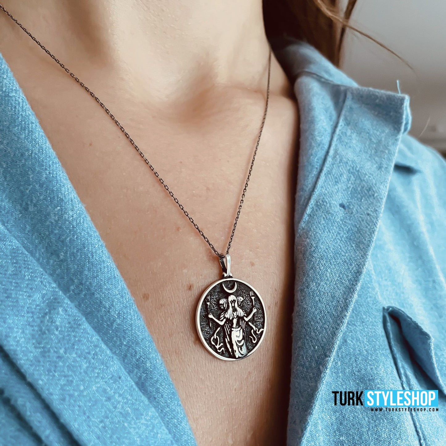 Moon Goddess Silver Locket Necklace