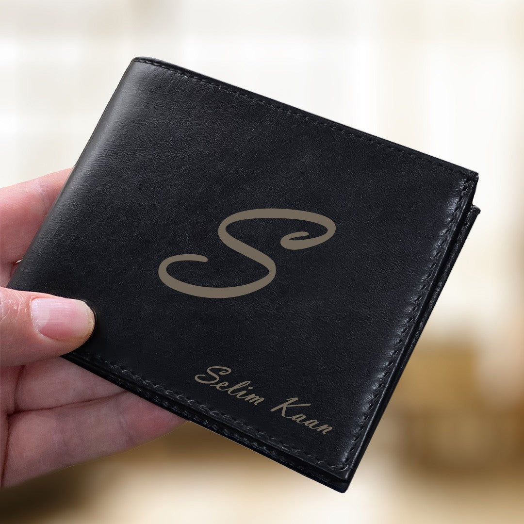 Personalized Black Leather Wallet