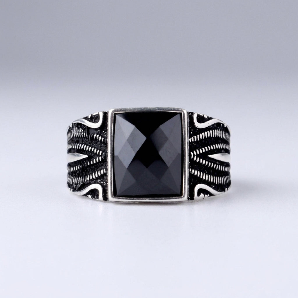 Bague Homme Onyx Crown | Argent 925