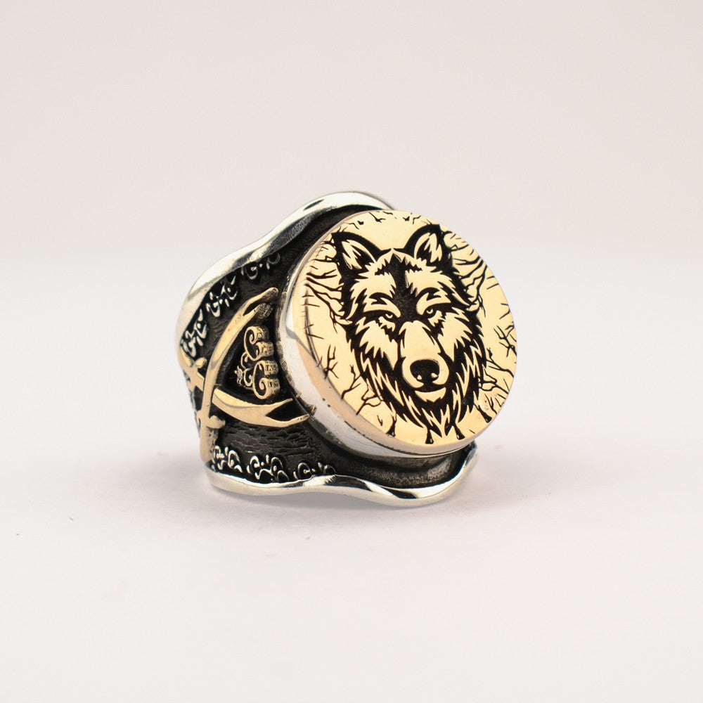 Wolf Sword Design Silver Ring