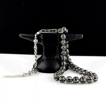 Fabrication manuelle argent brodé Erzurum oltu argent Tesbih