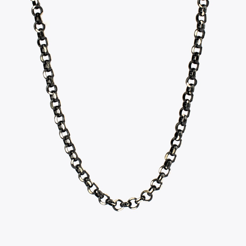 Anchor Oxidised Chain Necklace - 925 Sterling Silver