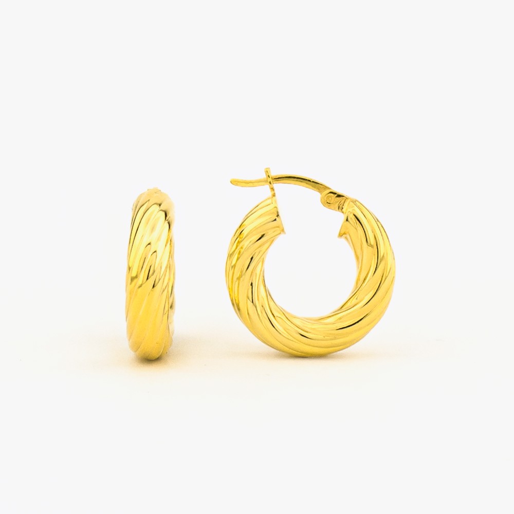 Boucles d'oreilles à bague à rayures - 925 argent sterling - 19 mm