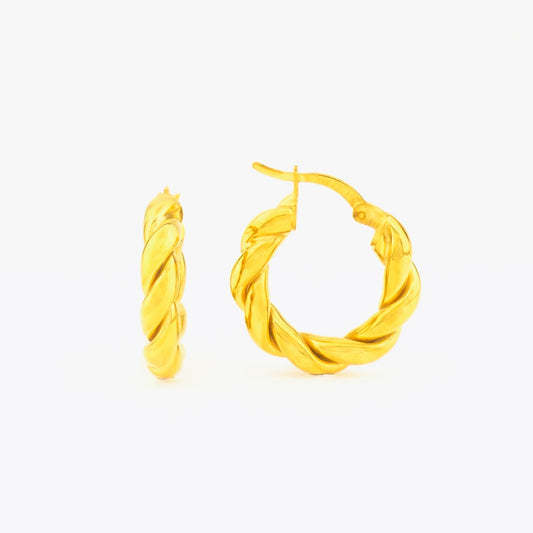 Rope Hoop Earrings - 925 Sterling Silver - 20 mm