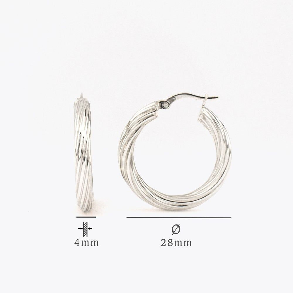 Hoop Earrings - 925 Sterling Silver - 28 mm