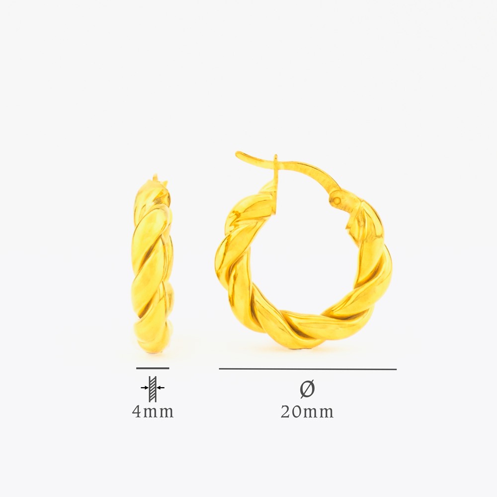 Rope ring earrings - 925 sterling silver - 20 mm