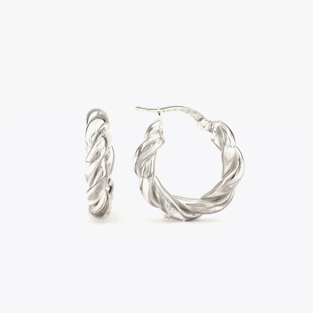 Boucles d'oreilles à anneau de corde - 925 argent sterling - 20 mm