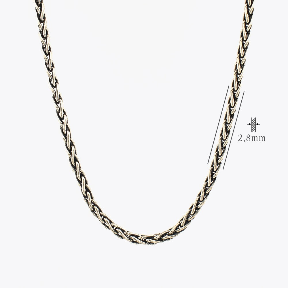 Woven Oxidized Chain Necklace 2,8 mm - 925 Sterling Silver