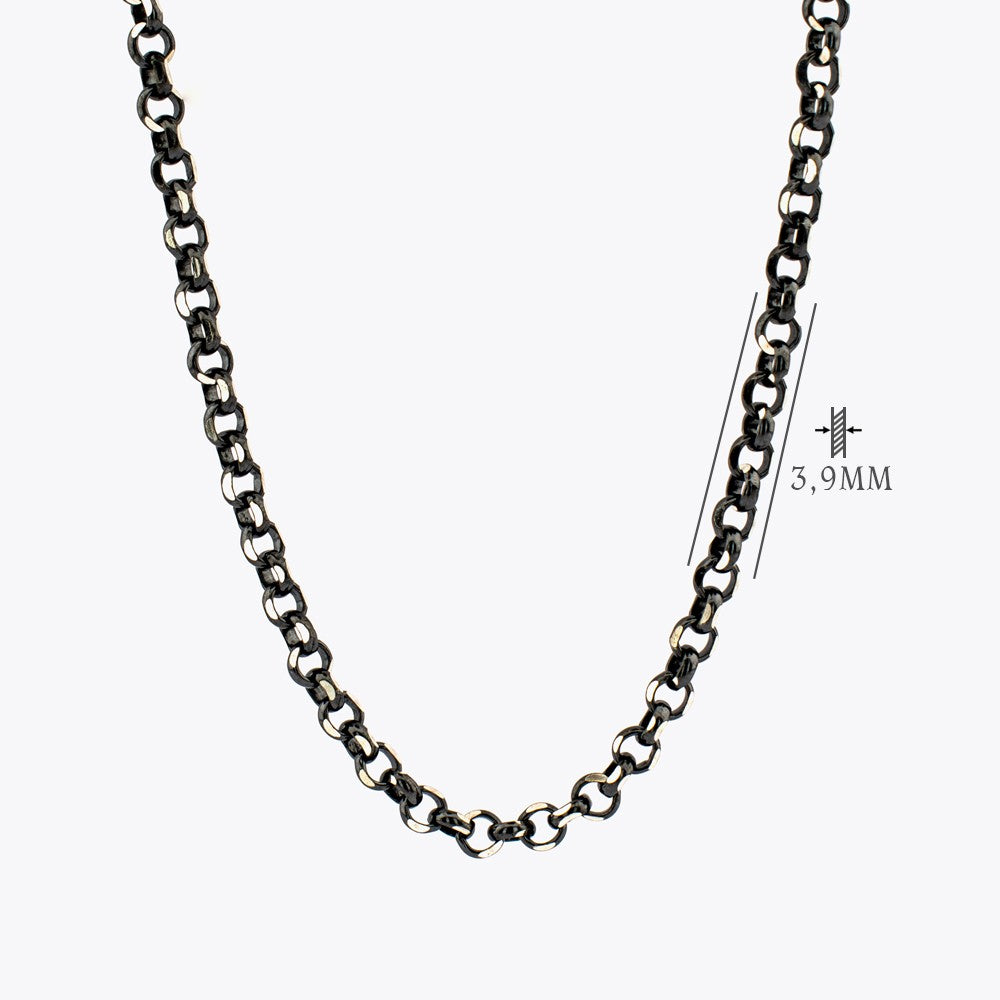 Anchor Oxidised Chain Necklace - 925 Sterling Silver