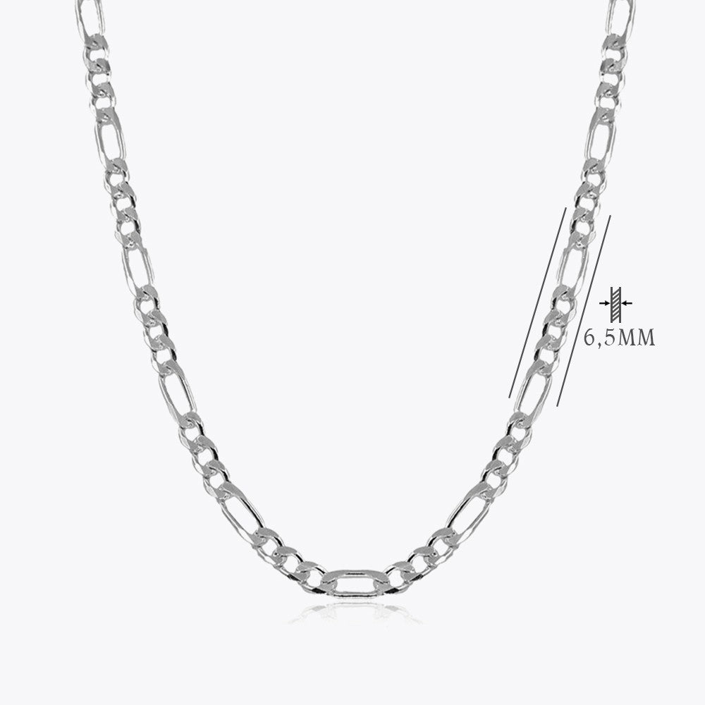 Figarokette 6,5 mm - 925 Sterling Silber