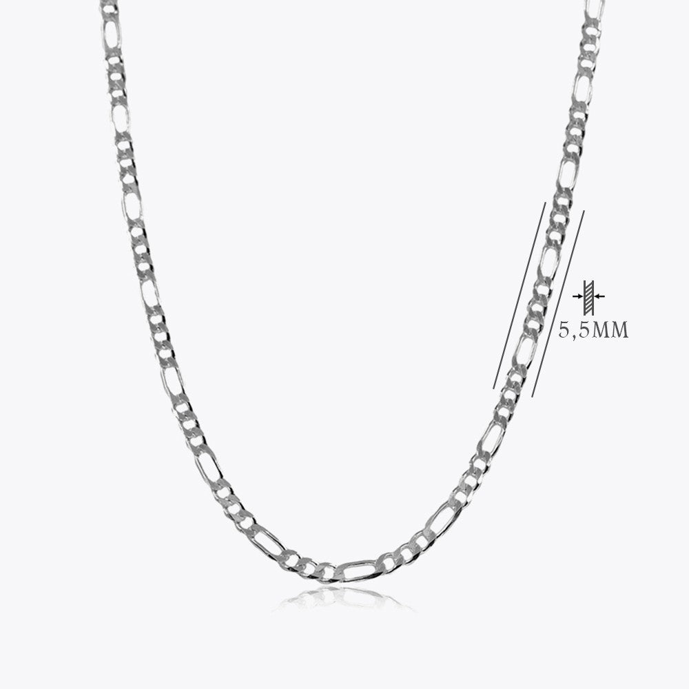 Figaro Chain Necklace 5,5 mm - 925 Sterling Silver