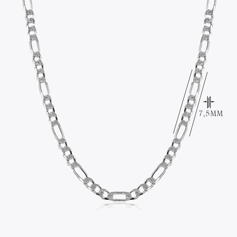 Figarokette 7,5 mm - 925 Sterling Silber