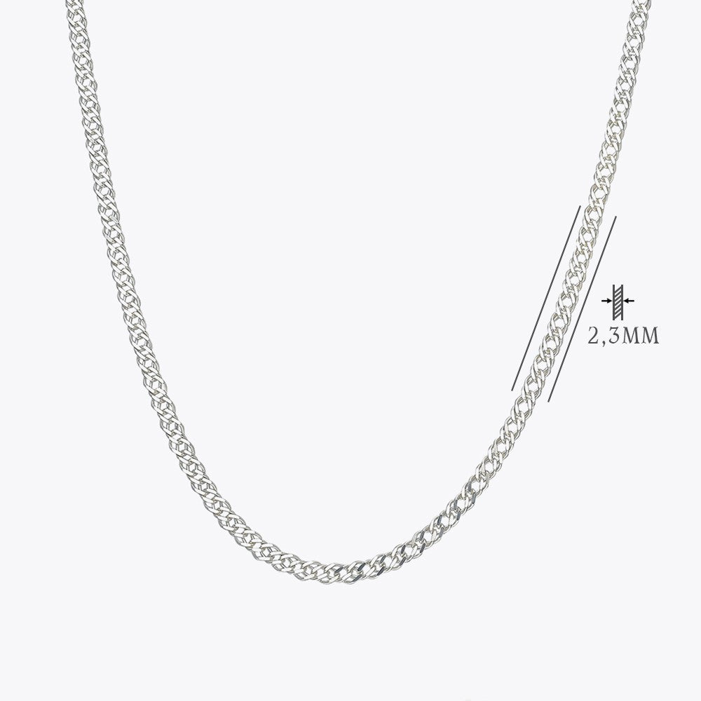 Curb Chain Necklace 2,3 mm - 925 Sterling Silver