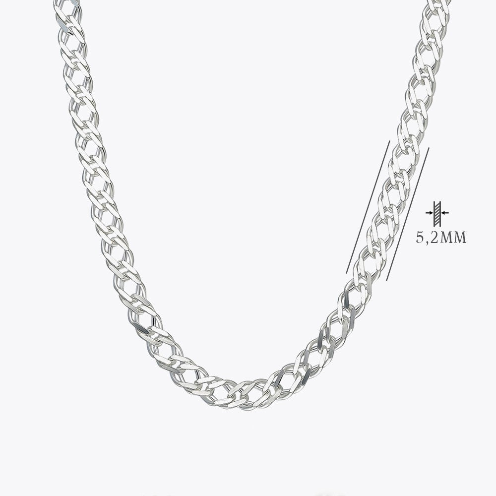 Curb Chain Necklace 5,2 mm - 925 Sterling Silver